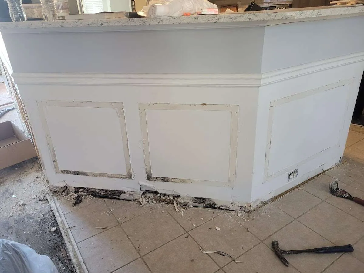 Water damage and mold on kitchen during Mold Inspection & Testing in Boynton Beach